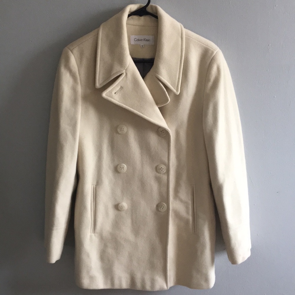 Calvin Klein Cream White Wool Jacket